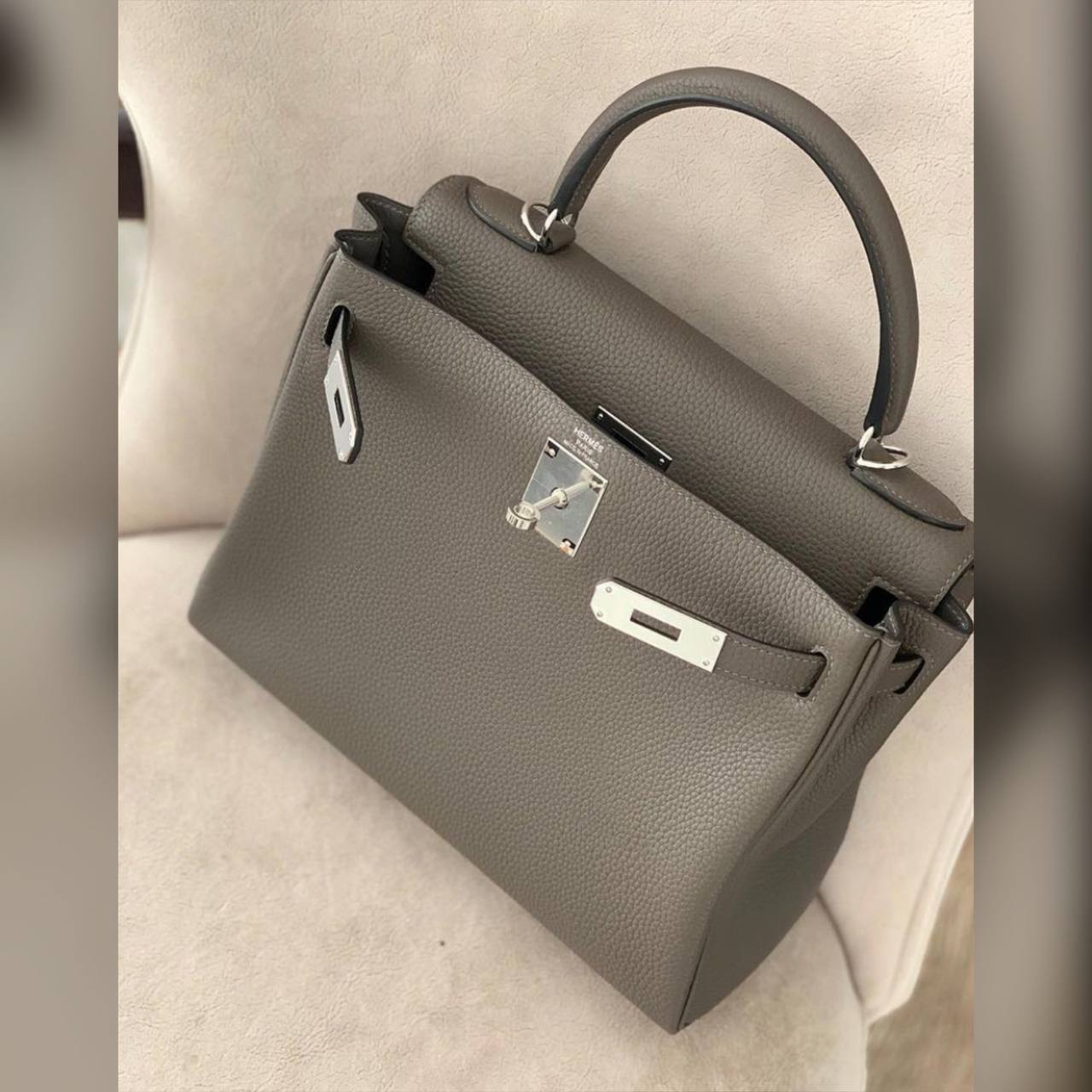 Hermès Kelly Togo Silver bag