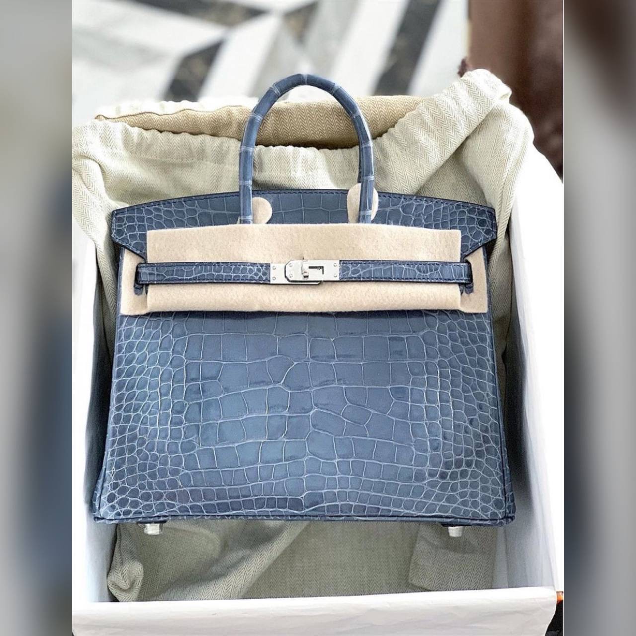 Hermes Birkin Crocodile Silver bag