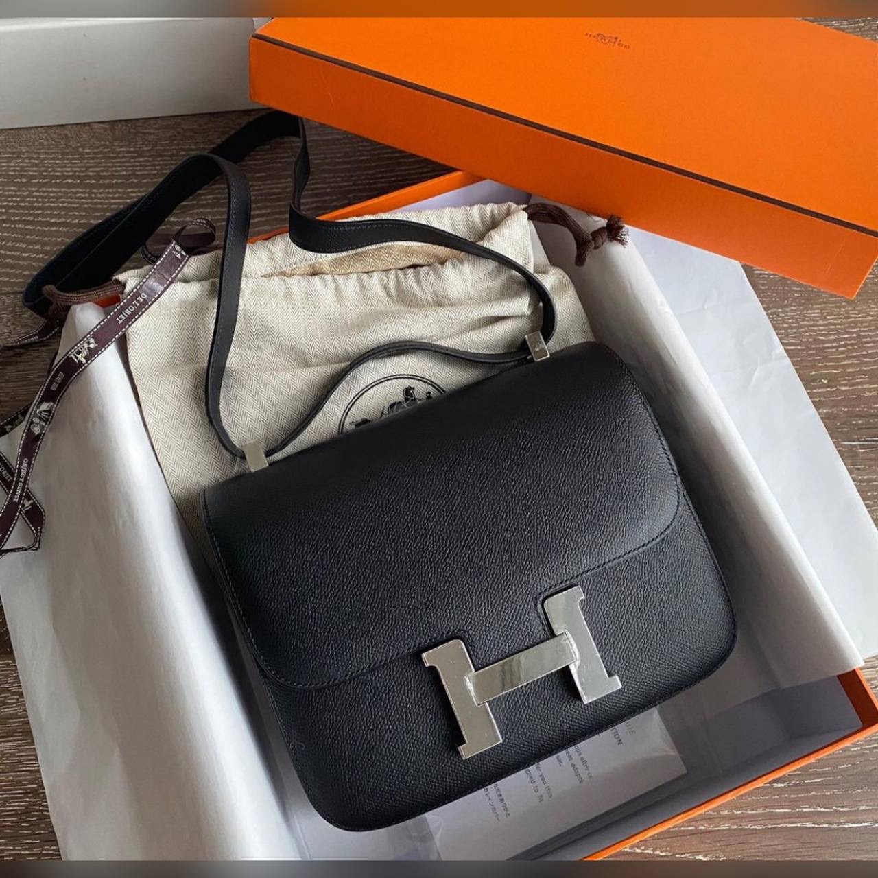 Hermes Constance Epsom Silver bag